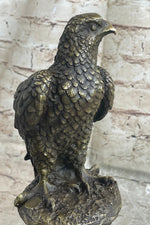 Original Milo Hawk American Eagle Bronze Marble Base Sculpture Bird Figurine Art