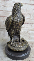 Load image into Gallery viewer, Guardian Eagle Hawk Bird Bronze Statue Sculpture Figure 12" x 9"