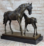 Horse W/ Foal Bronze Marble Figurine Statue By Mene Hot Cast Sculpture Figure