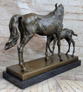 Load image into Gallery viewer, Horse W/ Foal Bronze Marble Figurine Statue By Mene Hot Cast Sculpture Figure
