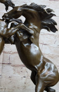Load image into Gallery viewer, Dueling Stallion Horses Rearing Horse Bronze Statue Sculpture Decor Marble Base Original