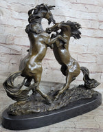 Dueling Stallion Horses Rearing Horse Bronze Statue Sculpture Decor Marble Base Original