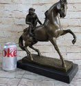 Load image into Gallery viewer, Horseback Monkey on My Back Riding Horse Bronze Statue Sculpture Figure by Milo 13" x 13"