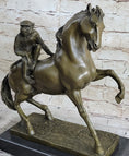 Load image into Gallery viewer, Horseback Monkey on My Back Riding Horse Bronze Statue Sculpture Figure by Milo 13" x 13"