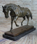 Load image into Gallery viewer, Extra Large Original Bronze Sculpture Horse Trots Stallion Marble Base Figurine