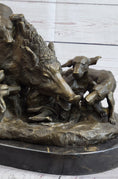 Load image into Gallery viewer, Handmade Vintage Lecourtier Wild Boar & Dogs Bronze Sculpture Figurine Figure