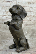 Hot Cast Bronze Puppy Dog Begging Signed Original Art Sculpture Statue Figure