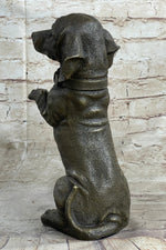 Hot Cast Bronze Puppy Dog Begging Signed Original Art Sculpture Statue Figure