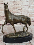 Load image into Gallery viewer, Elegant Bronze Horse Sculpture on Black Marble Base after PJ Mene