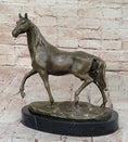Load image into Gallery viewer, Elegant Bronze Horse Sculpture on Black Marble Base after PJ Mene