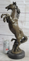 Load image into Gallery viewer, Hot Cast Bronze Rearing Stallion Horse Bronco Western Decor Signed Art Sculpture Statue