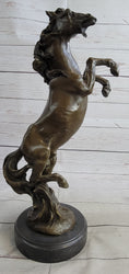 Load image into Gallery viewer, Hot Cast Bronze Rearing Stallion Horse Bronco Western Decor Signed Art Sculpture Statue
