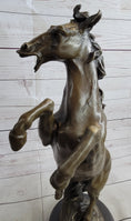 Load image into Gallery viewer, Hot Cast Bronze Rearing Stallion Horse Bronco Western Decor Signed Art Sculpture Statue