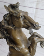 Hot Cast Bronze Rearing Stallion Horse Bronco Western Decor Signed Art Sculpture Statue