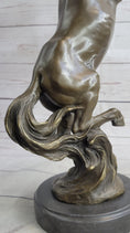 Load image into Gallery viewer, Hot Cast Bronze Rearing Stallion Horse Bronco Western Decor Signed Art Sculpture Statue