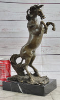 Load image into Gallery viewer, Rearing Horse Bronze Metal Statue Sculpture Figure on Marble Base