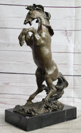 Load image into Gallery viewer, Rearing Horse Bronze Metal Statue Sculpture Figure on Marble Base