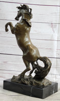 Load image into Gallery viewer, Rearing Horse Bronze Metal Statue Sculpture Figure on Marble Base