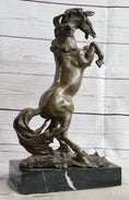 Load image into Gallery viewer, Rearing Horse Bronze Metal Statue Sculpture Figure on Marble Base