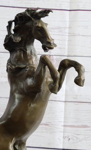 Rearing Horse Bronze Metal Statue Sculpture Figure on Marble Base