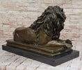 Load image into Gallery viewer, Guardian Lion Bronze Metal Figure Sculpture Statue on Marble Base after Antoine Barye