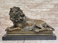 Load image into Gallery viewer, Guardian Lion Bronze Metal Figure Sculpture Statue on Marble Base after Antoine Barye