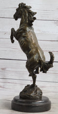 Load image into Gallery viewer, Signed Barye Excited Rearing Horse Bronze Marble Sculpture Racing Marble Figure