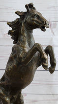 Load image into Gallery viewer, Signed Barye Excited Rearing Horse Bronze Marble Sculpture Racing Marble Figure