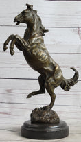 Load image into Gallery viewer, Signed Barye Excited Rearing Horse Bronze Marble Sculpture Racing Marble Figure