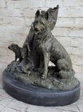 Load image into Gallery viewer, HUNTING DOGS ENGLISH BULLDOG SHEPHERD BRONZE SCULPTURE FIGURINE MARBLE BASE DECO
