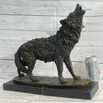 Extra Large Wild Animal Life Wolf Dog Bronze Sculpture Hot Cast Marble Figurine
