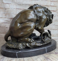 Load image into Gallery viewer, Lion vs. Snake Bronze Statue Sculpture Figure by Antoine Barye on Marble Base