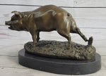 Cute Pig Hog Farm Animal Bronze Metal Statue Sculpture Figurine Decor Signed Art