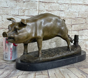 Signed Wild Pig bronze Sculpture Figure Art Deco Figurine Home Decor Decoration