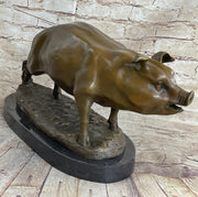 Signed Wild Pig bronze Sculpture Figure Art Deco Figurine Home Decor Decoration