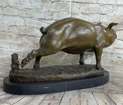 Signed Wild Pig bronze Sculpture Figure Art Deco Figurine Home Decor Decoration