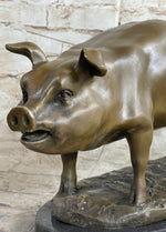 Signed Wild Pig bronze Sculpture Figure Art Deco Figurine Home Decor Decoration