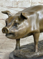 Signed Wild Pig bronze Sculpture Figure Art Deco Figurine Home Decor Decoration