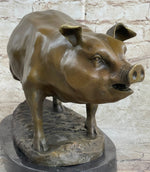 Signed Wild Pig bronze Sculpture Figure Art Deco Figurine Home Decor Decoration