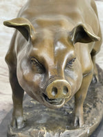 Signed Wild Pig bronze Sculpture Figure Art Deco Figurine Home Decor Decoration