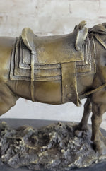 Large Original Loving Horse with his Saddle Western Art Cowboy Bronze Sculpture