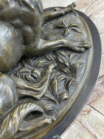 German Shepherd Dog Canine Bronze Art Sculpture Statue on Marble Base