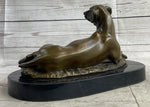 Bronze Pet Dog Sculpture Statue Figure on Marble Base Antoine Barye 8