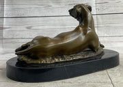 Bronze Pet Dog Sculpture Statue Figure on Marble Base Antoine Barye 8