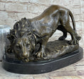 Load image into Gallery viewer, Lion Stalking Prey Hot Cast Bronze Sculpture Statue Art by Antoine Barye on Marble Base