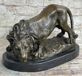 Load image into Gallery viewer, Lion Stalking Prey Hot Cast Bronze Sculpture Statue Art by Antoine Barye on Marble Base