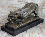 Handmade BRONZE SCULPTURE LION PANTHER TIGER PUMA COUGAR CAT STATUE AFRICAN ART