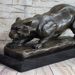 Handmade BRONZE SCULPTURE LION PANTHER TIGER PUMA COUGAR CAT STATUE AFRICAN ART
