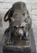 Handmade BRONZE SCULPTURE LION PANTHER TIGER PUMA COUGAR CAT STATUE AFRICAN ART