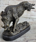 Load image into Gallery viewer, Wild Boar Feral Hog Pig Kicking Hind Legs Bronze Sculpture Statue Figure on Marble Base